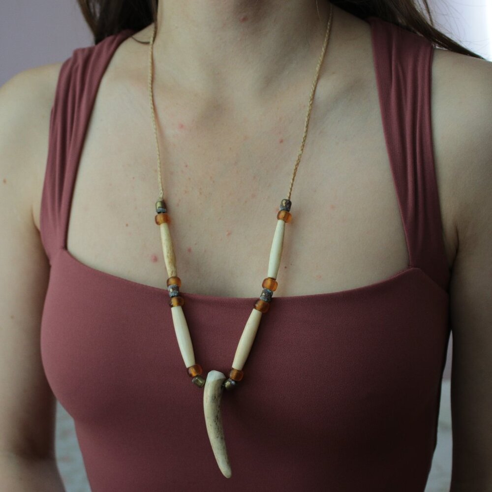 Native American Bone Pendant Necklace